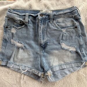 Abercrombie & Fitch Light Blue Distressed Jean Shorts